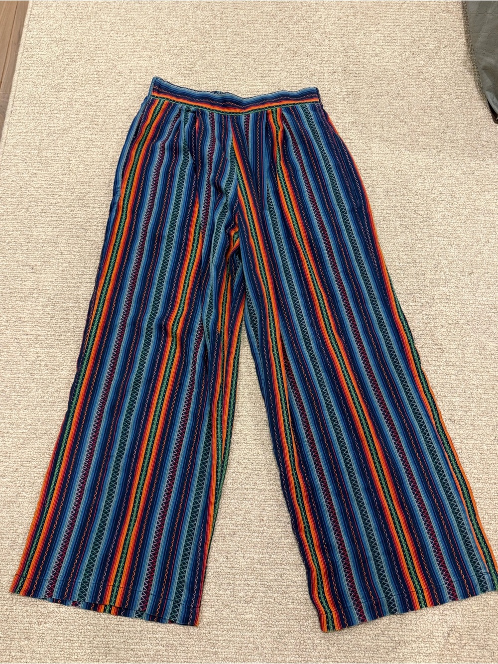 VINTAGE 1980’s Pegaso wide leg southwestern woven stripe pants 100% cotton USA L